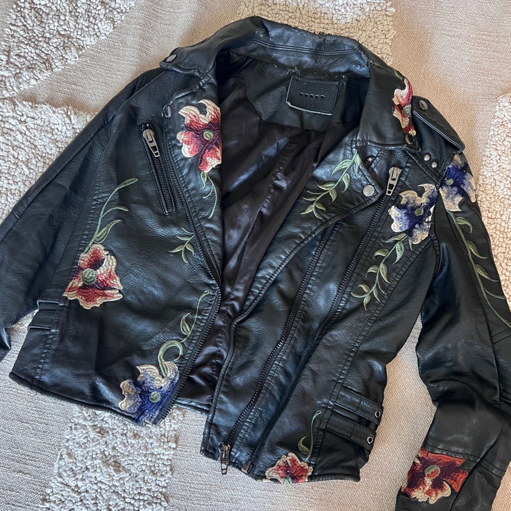 Urban Outfitters Floral Leather Jacket